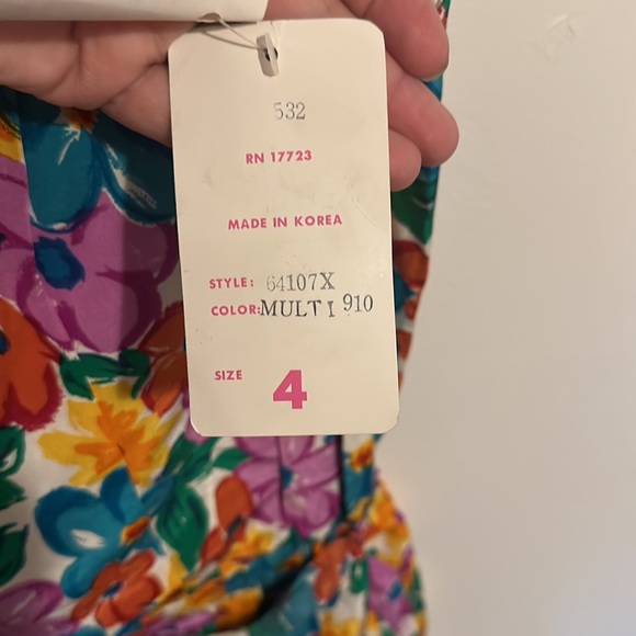 Vintage Silk Dress Floral Pattern Faux Wrap Nipon Boutique US 4 - Picture 7 of 10